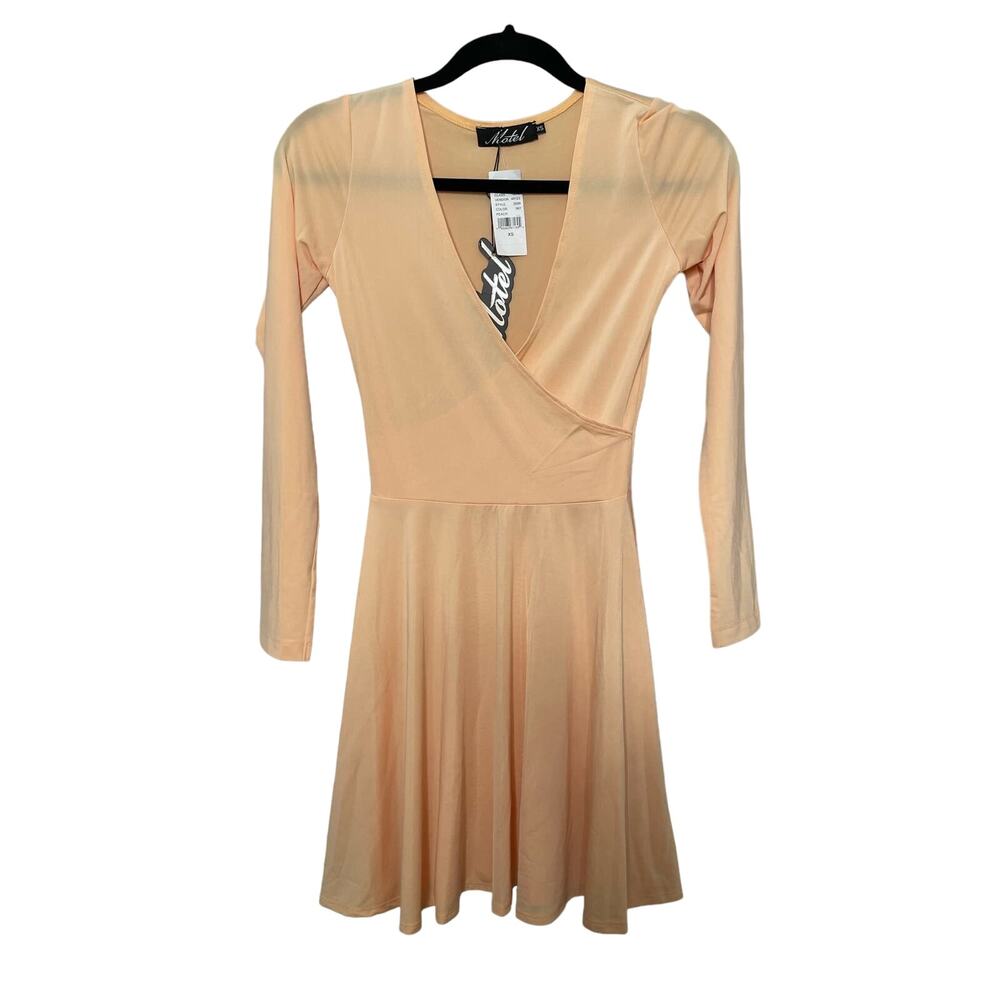 Motel Dress Mini Long Sleeve Surplice Neckline Fit Flare Urban Outfitters XS NWT